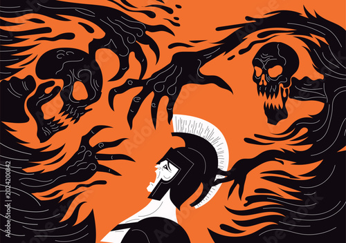 phobos and deimos terrifying frightened greek soldier