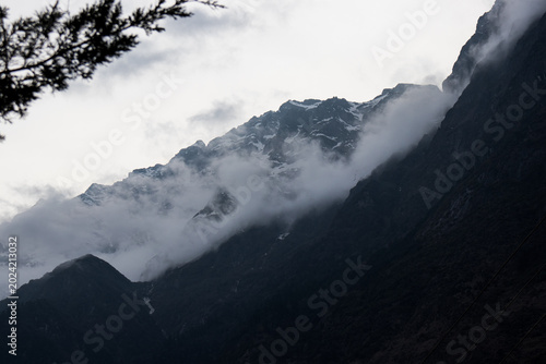 Majestic Snow-Capped Himalayan Mountain Range in Lachung, North Sikkim