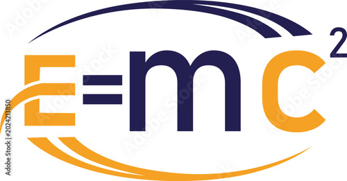 Foto E=mc² Modern Flat Design Logo with Orbital Energy Symbol