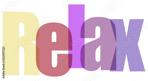 Canvastavla Bold, colorful overlay letters spelling relax in a vibrant, modern design on t