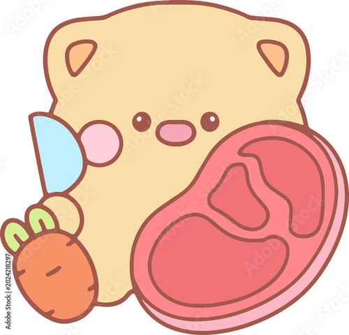 Cute Cartoon Character with Food Elements