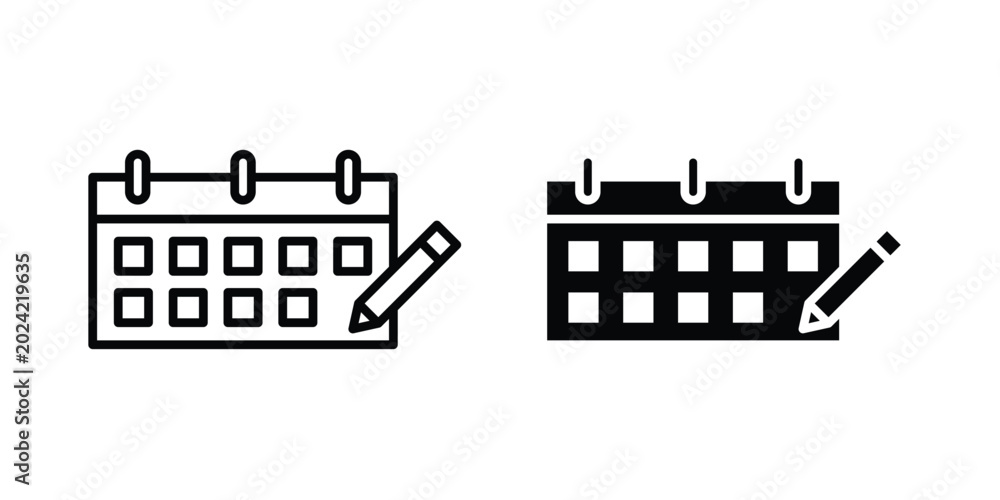 Naklejka premium Calendar pen icon. web black icon design.