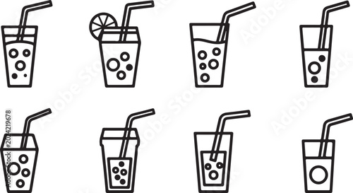 Foto Hand drawn flat icon set of coffee cup and saucer Vector