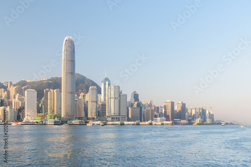 Photography Awesome Hong Kong Island skyline in morning.
