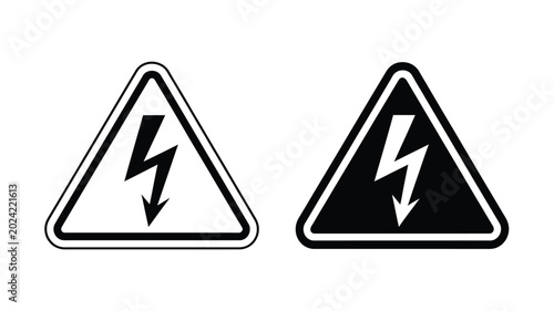 Fotografía Danger high voltage warning sign alert symbol icon.