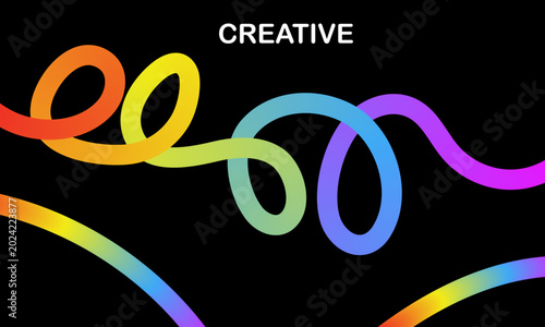 Vibrant rainbow gradient loops on black background