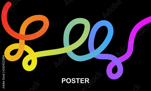 Colorful abstract ribbon design on black background