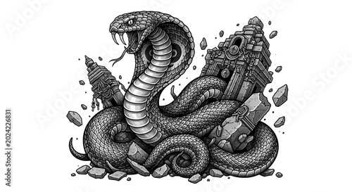 Foto Snake Coiled Ready to Strike Anger.