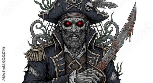 Fotografija Pirate Skeleton with Red Eyes.