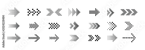 Canvastavla Dotted arrows vector icon set