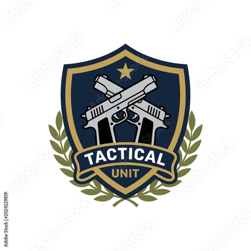 Tactical Unit Emblem with Crossed Pistols and Laurel Wreath