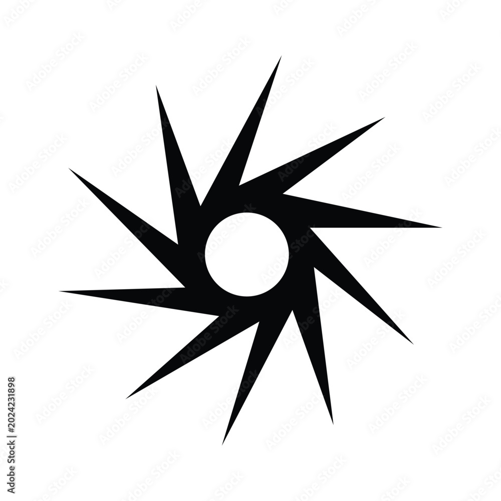 Obraz premium Spiral Starburst Vector Icon Abstract Sun Burst Radial Sharp Line Art Sign