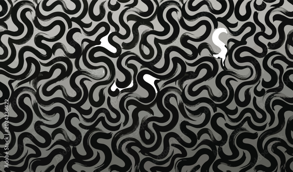 Fototapeta premium Black and white abstract background, wavy lines pattern, gradient design, modern texture
