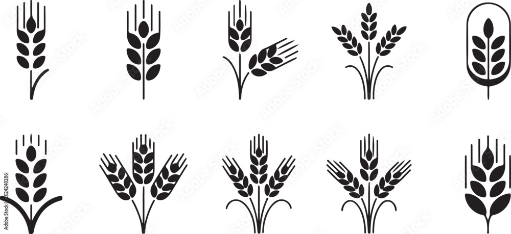 Obraz premium wheat icon Set isolated sign symbol vector illustration - Collection of high quality black style vector icons. logo Vector Black silhouettes