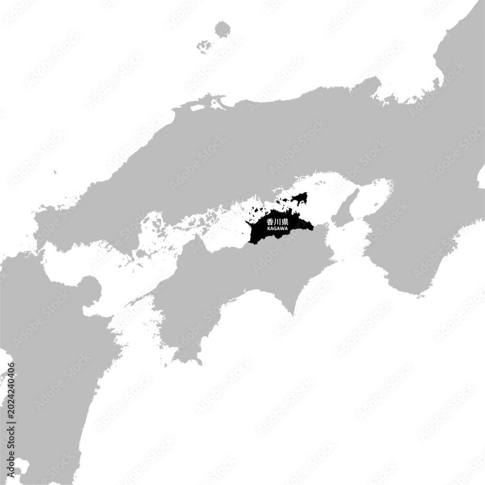 Fototapeta premium イラスト素材日本地図：香川県,四国地方,瀬戸内海,都道府県