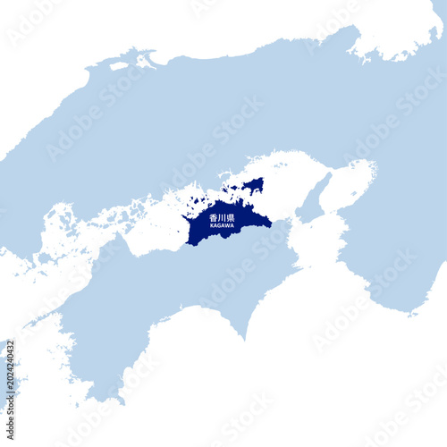 イラスト素材日本地図：香川県,四国地方,瀬戸内海,都道府県