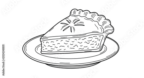 A slice of pie on a plate illustration