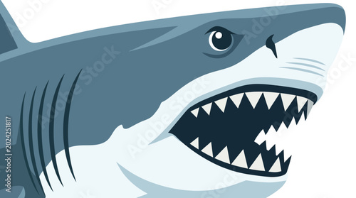 Fotografía Aggressive Shark Close-up with Sharp Teeth and Open Mouth