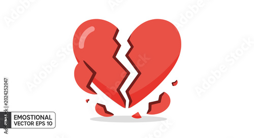 Billede på lærred Broken Heart Illustration - Symbol of Love Loss and Sadness