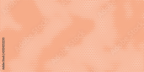 Abstract minimalist hexagon halftone pattern with soft orange gradient for modern web background design