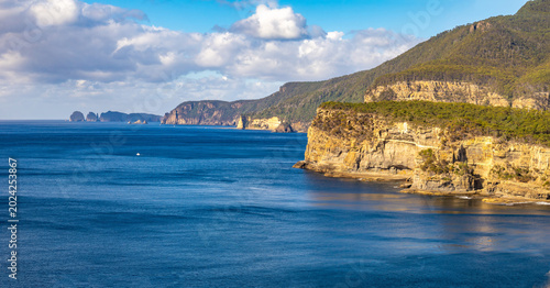 Foto Panoramic view of the Tasman peninsula coastline from the three capes walking tr