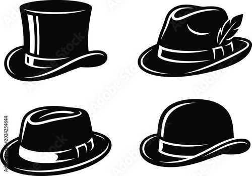 Konstfotografi Group of vintage technique classic mens hats including foremost hat and bowler for specialized high resolution projects