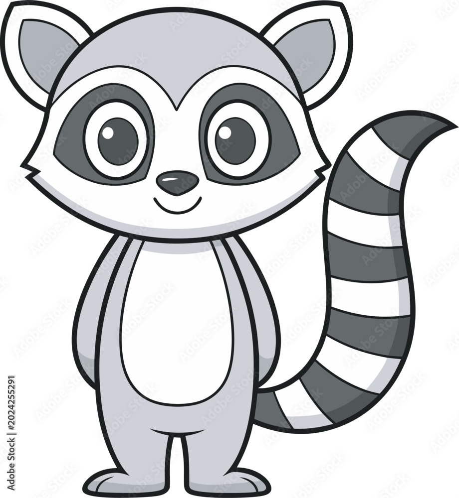 Fototapeta premium Cute Raccoon Cartoon Character Vector Illustration for Kids