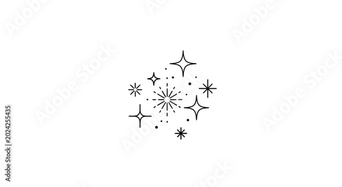 Fényképezés Black Snowflake Design Isolated White Background.