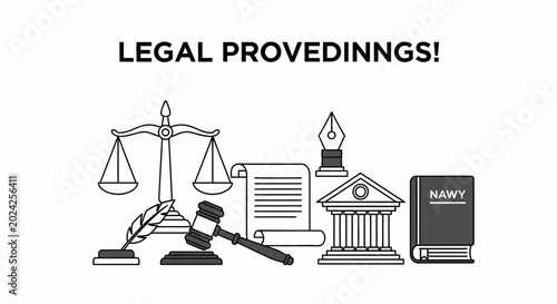 Tableau sur toile Legal proceedings concept illustration with justice scale and gavel