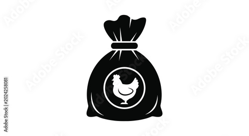 Εκτύπωση καμβά Bag with chicken icon black silhouette