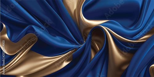 Tableau sur toile Abstract golden background featuring flowing liquid silk waves with sparkling st