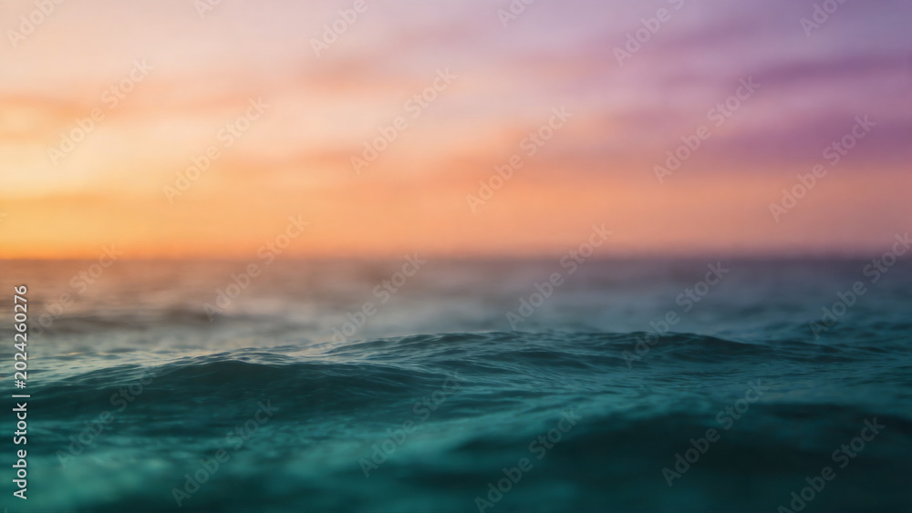 Obraz premium Ocean sunset orange teal sea waves sky dramatic nature landscape