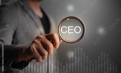 Businessman searching CEO for marketing development concept