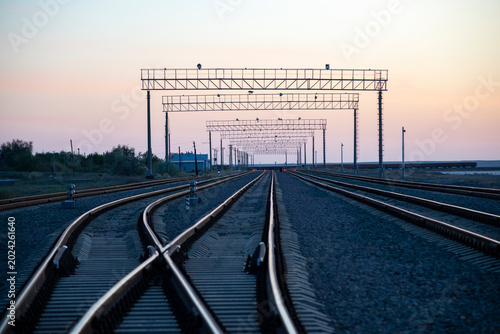 Fotografie View on the railway track along Lake Baskunchak
