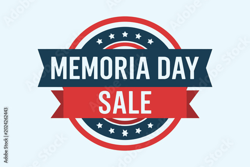 Memorial day sale sign with patriotic red white and blue design