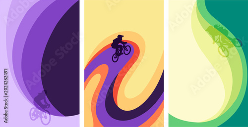 Obraz na płótnie vertical abstract backgrounds featuring bicycle riders