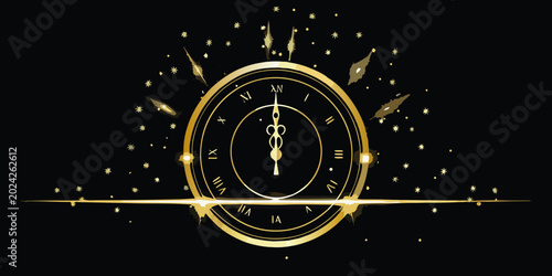 Foto clock face with roman numerals and stars illustration