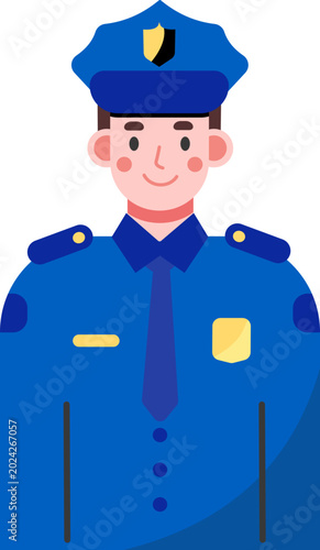 Half Body Police Officer Avatar Character in Official Uniform