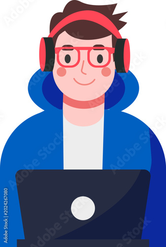 Programmer IT Support and Software Developer Avatar Character