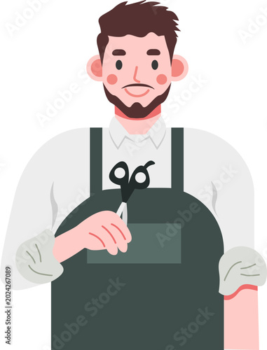 Barber Hairdresser Men Salon Hair Stylist Avatar Character