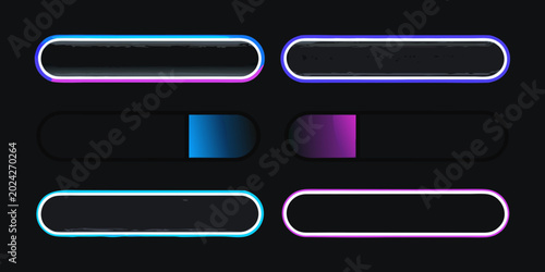 Obraz na płótnie neon slider control icons with blue and purple glow