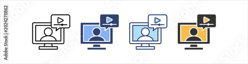 Foto Online Meeting Icon Set Multiple Style Collection