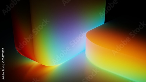 Quadro su tela RGB gradient geometric background with crossing forms and light