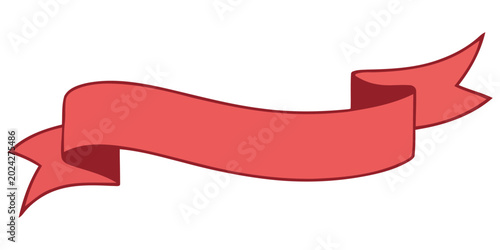 Red Ribbon Banner Decorative Scroll Vector Design