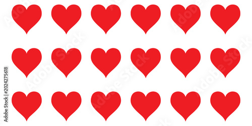 Red Heart Icon Collection Love Symbol Vector Set Design