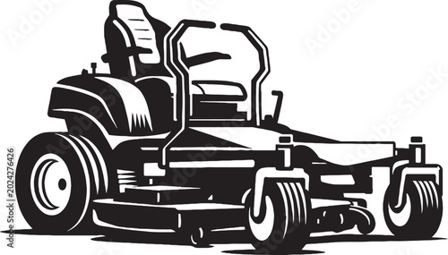 Quadro su tela Zero turn lawn mower vector illustration, professional riding lawnmower icon, bl