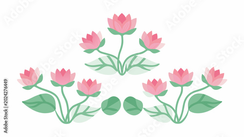 pink lotus flowers arrangement flat vector illustration