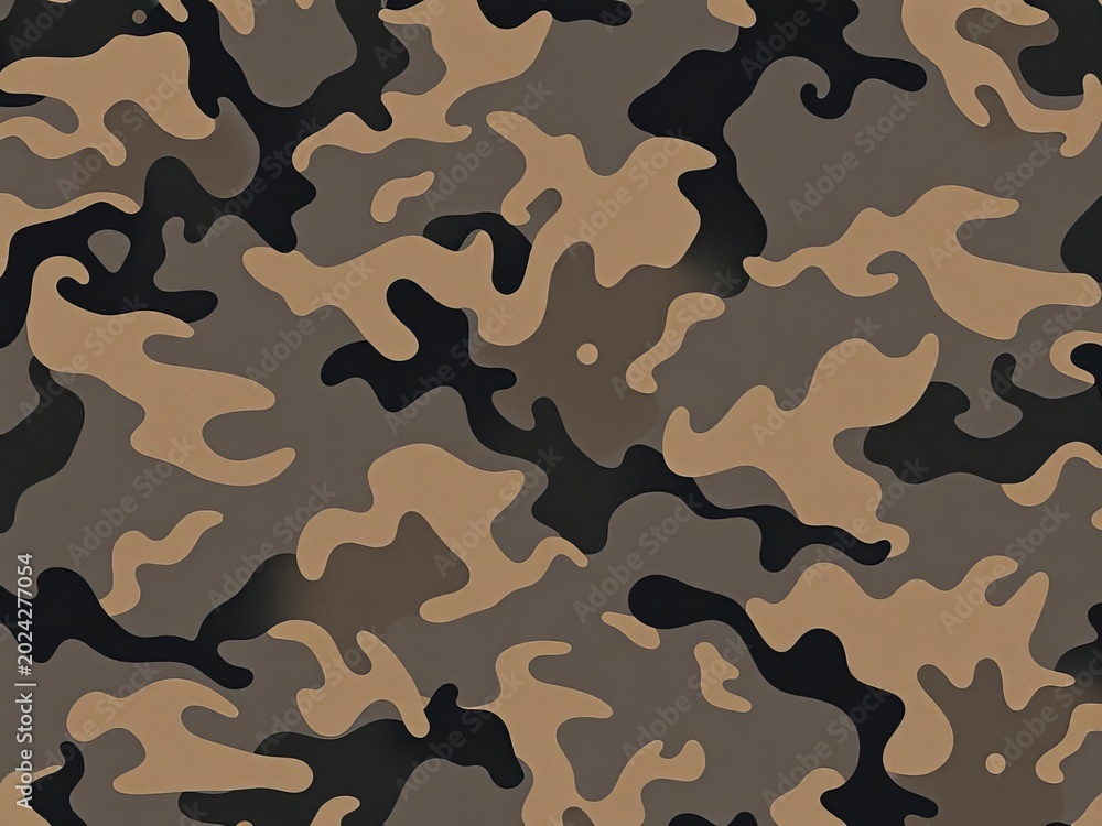 Naklejka premium Grayish-brown camouflage pattern with dark gray texture, trendy, camouflage