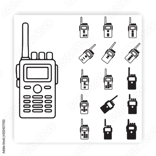 Billede på lærred Walkie-Talkie & Radio Vector Icons | Communication, Portable Radio, Two-Way Radi