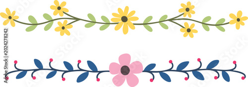flower botanical border line set frame invitation hand drawing illustration